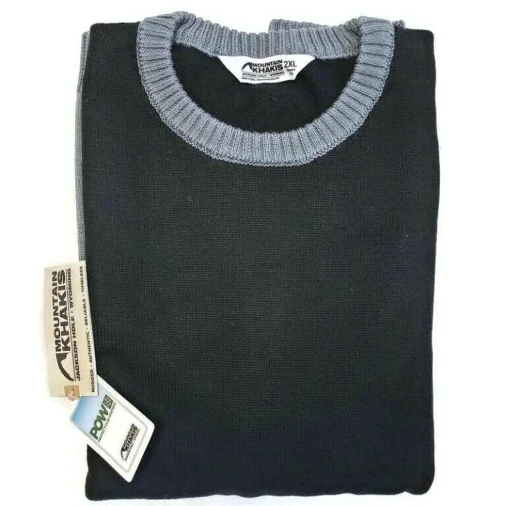 Mountain Khakis POW XVIII Knit Merino Wool Crew Sweater Mens Small Black